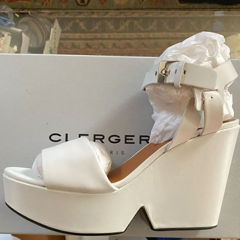 Robert Clergerie Darryl white Platforms Sandals Wedges Shoes Sz 41 10.5 NEW